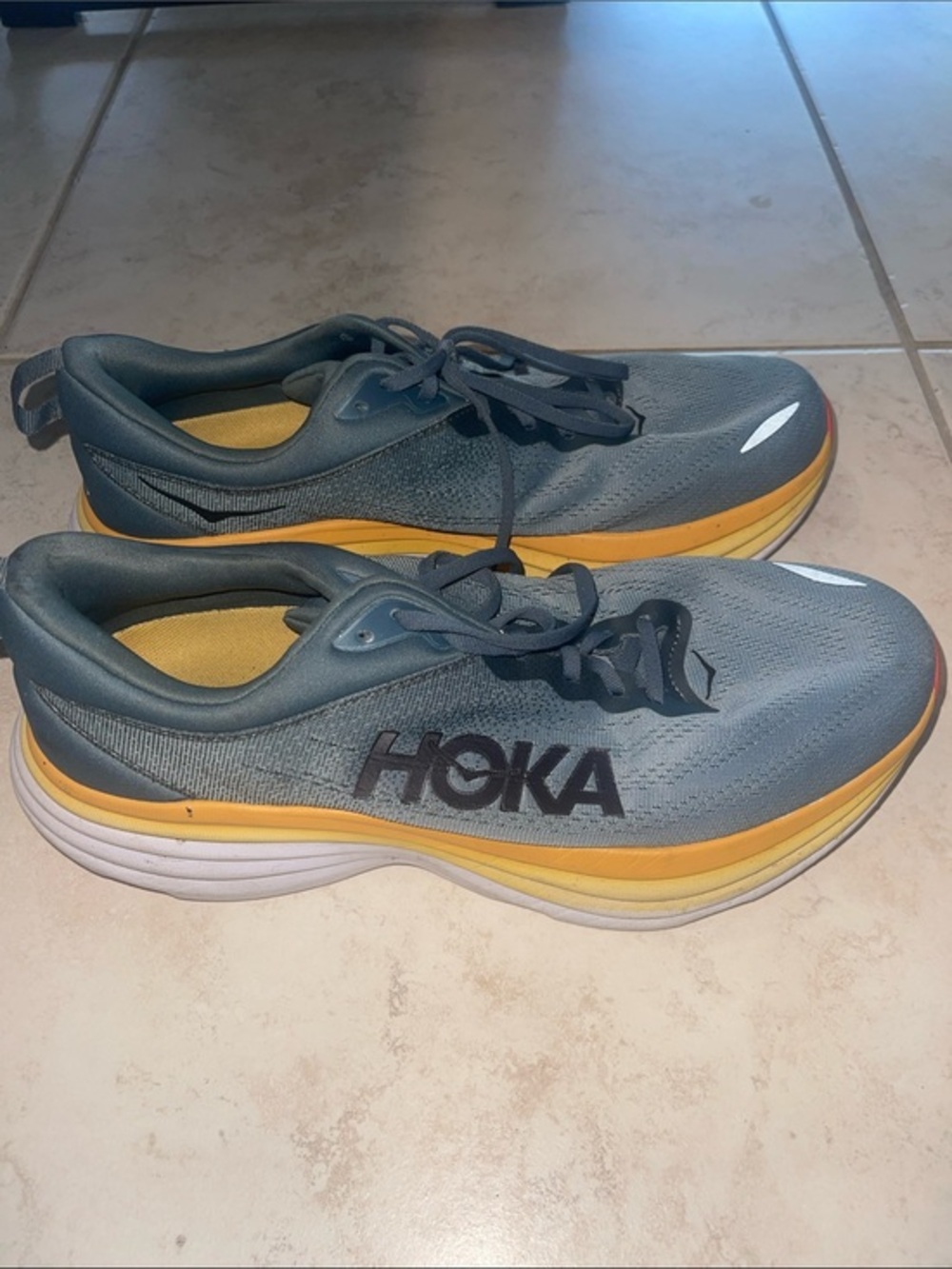 Hoka Bondi 8 Comfort Walking Casual Sneakers Men's 12 EE Wide 2E Blue Mountian